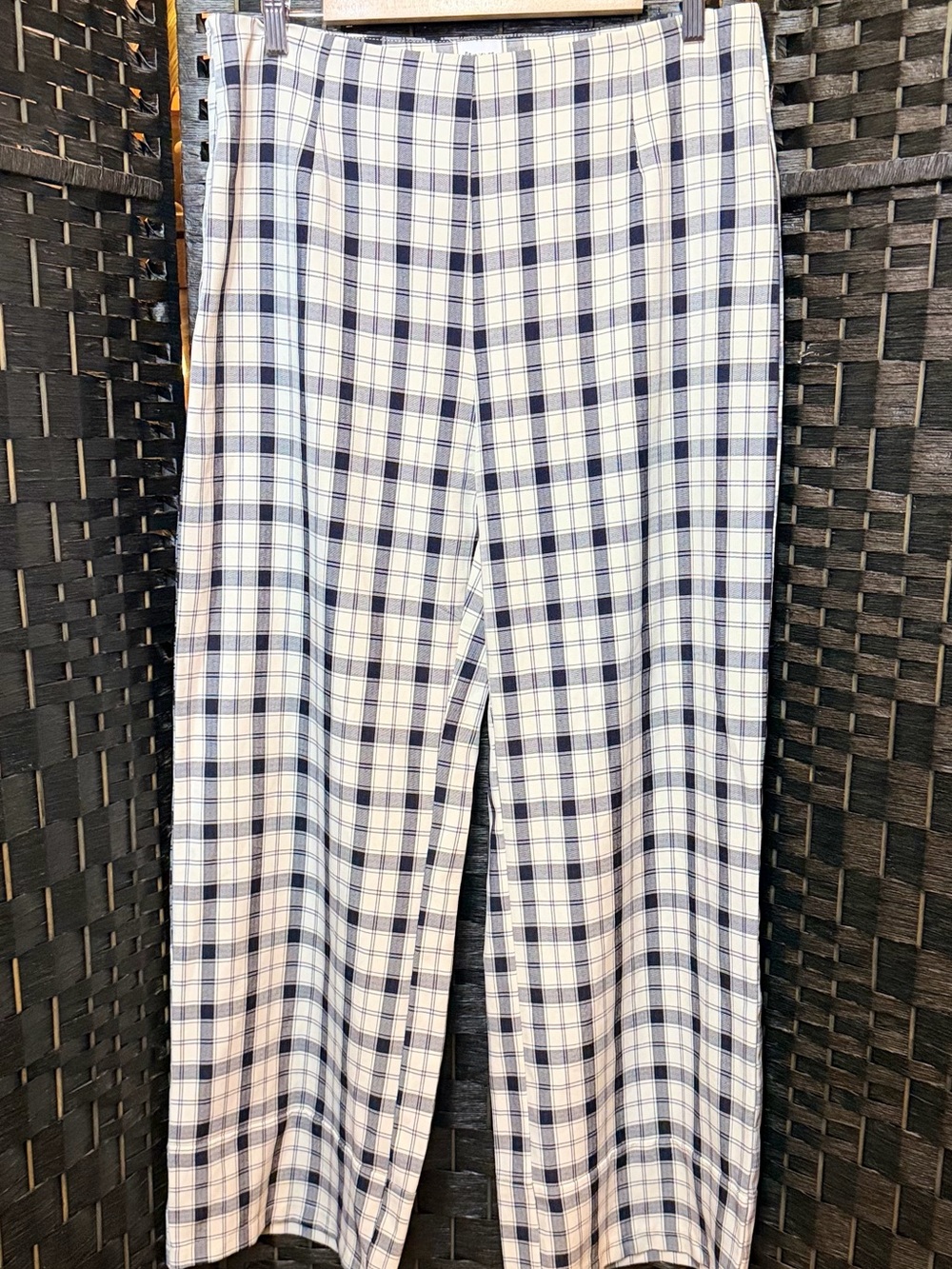 Princess Polly White and Navy Plaid Cropped Trousers